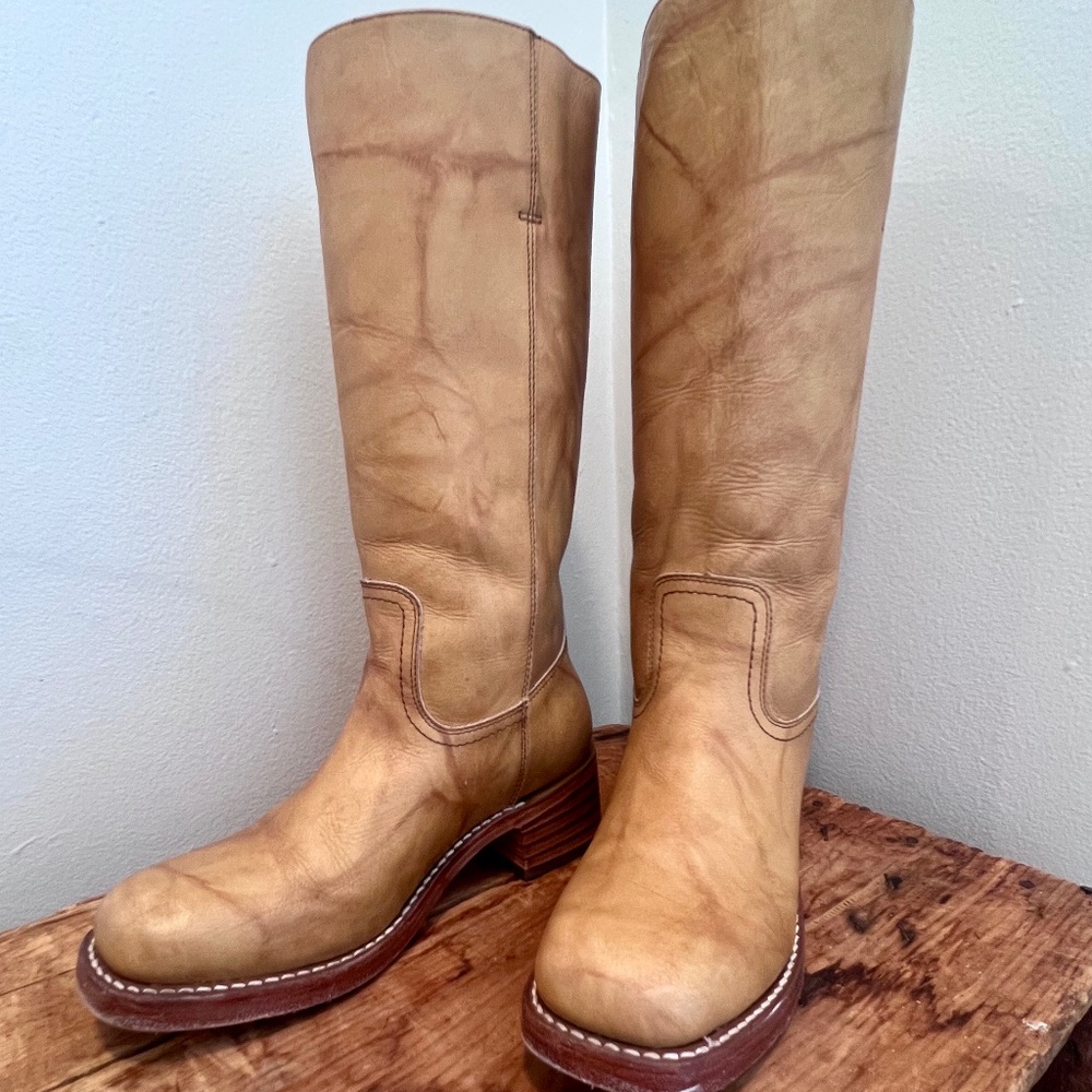 FRYE Campus Wide Calf 14R Leather Boots - Banana